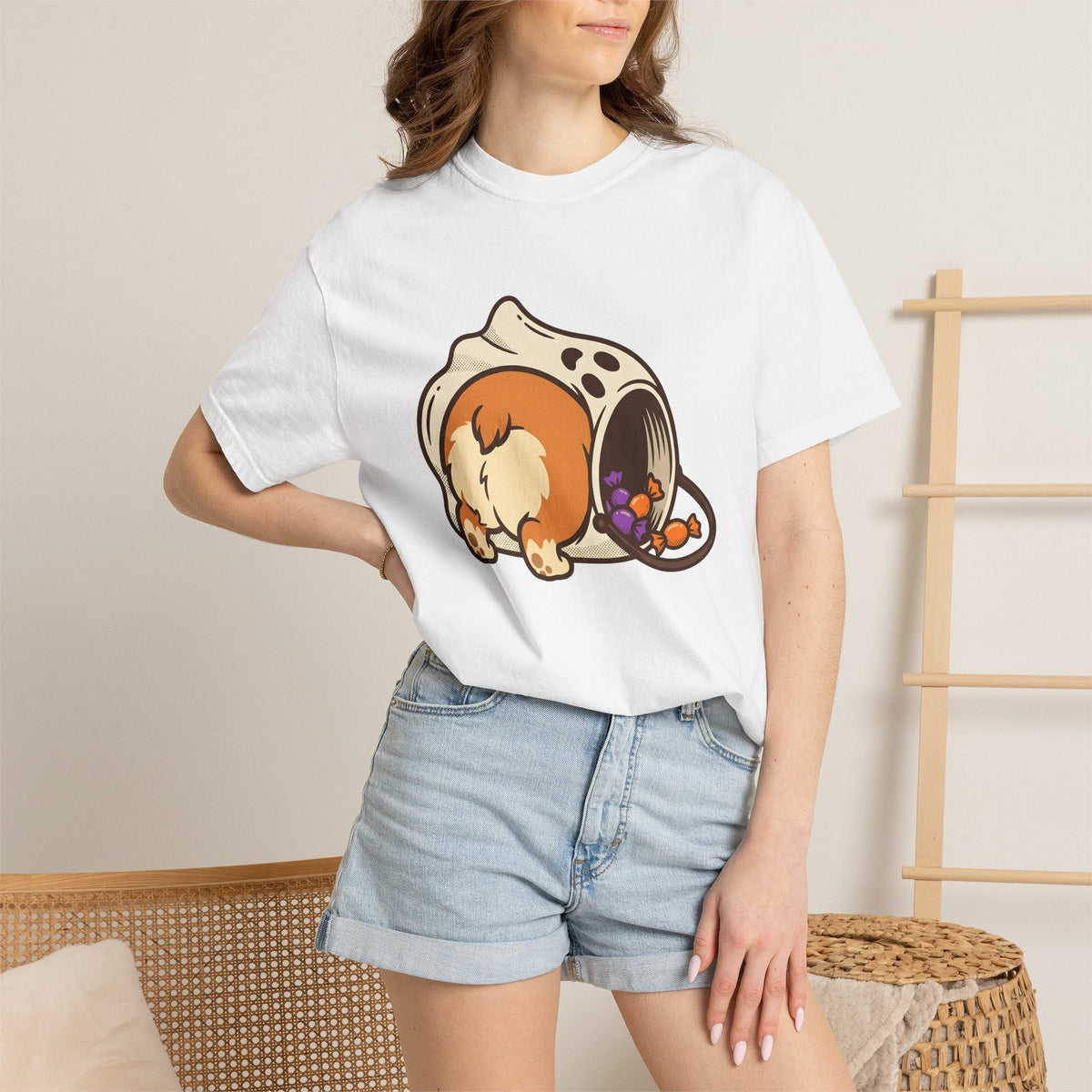 Corgi Dog Shirt Halloween Gift Women Cartoon Tee Puppy product image 7