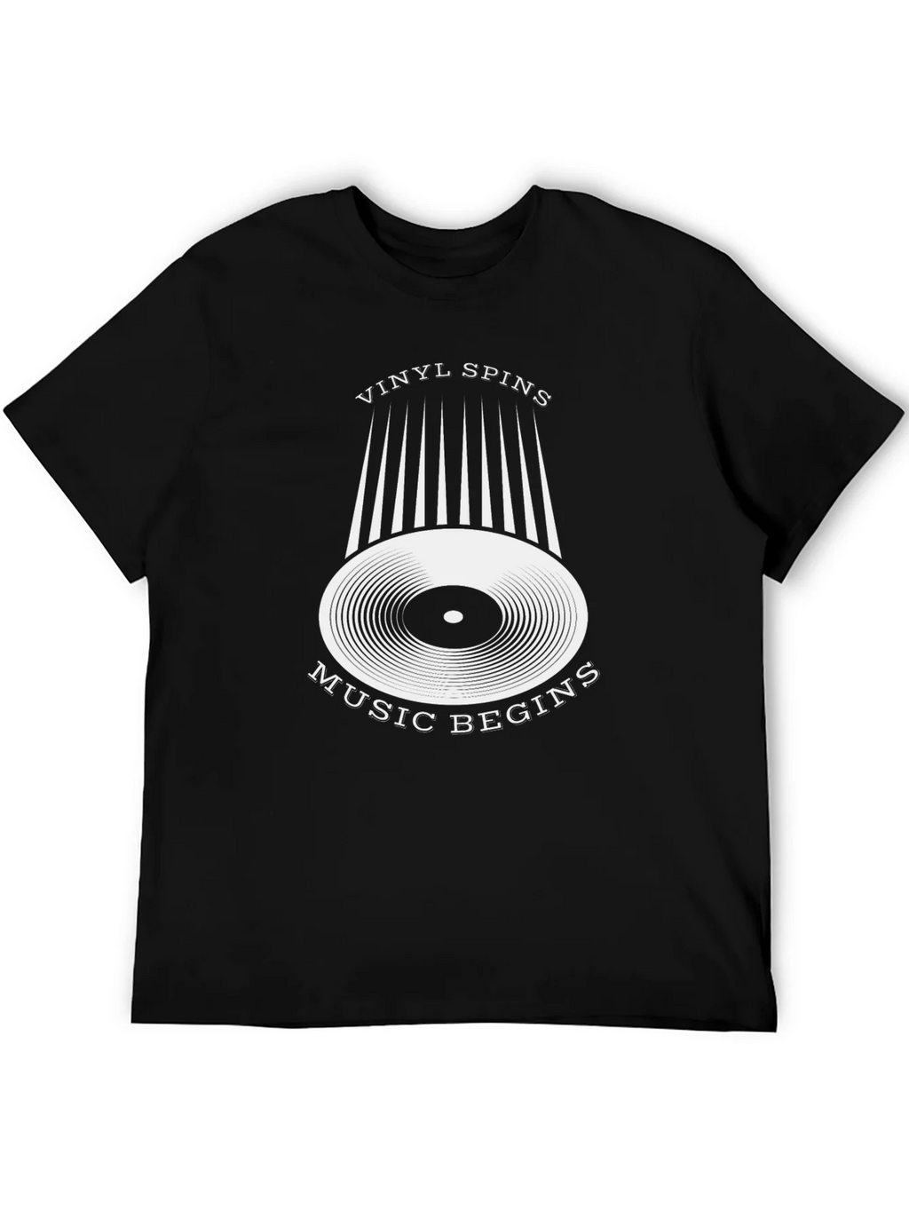 Vinyl Spins Music Begins Black Graphic Tee product image 5