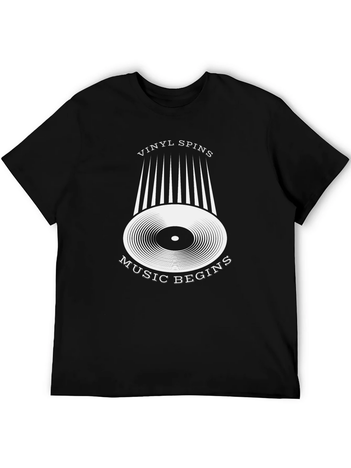 Vinyl Spins Music Begins Black Graphic Tee product image 5