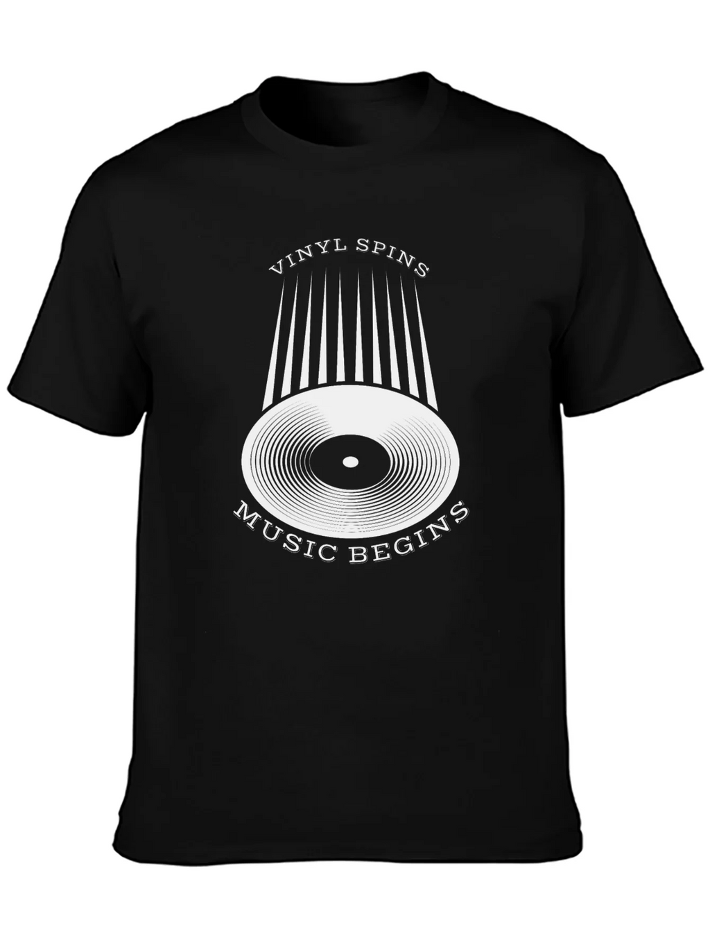 Vinyl Spins Music Begins Black Graphic Tee product image 3