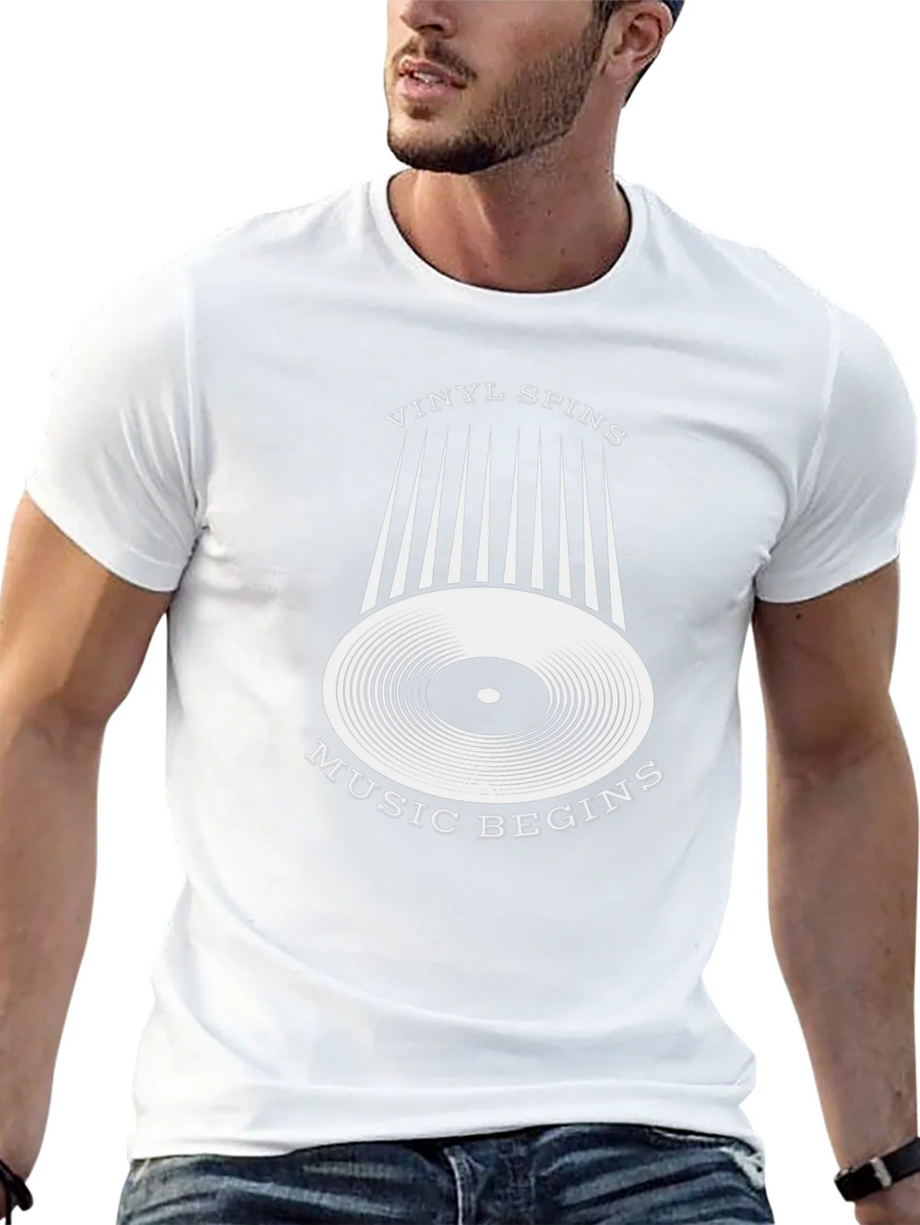 Vinyl Spins Music Begins Black Graphic Tee product image 12