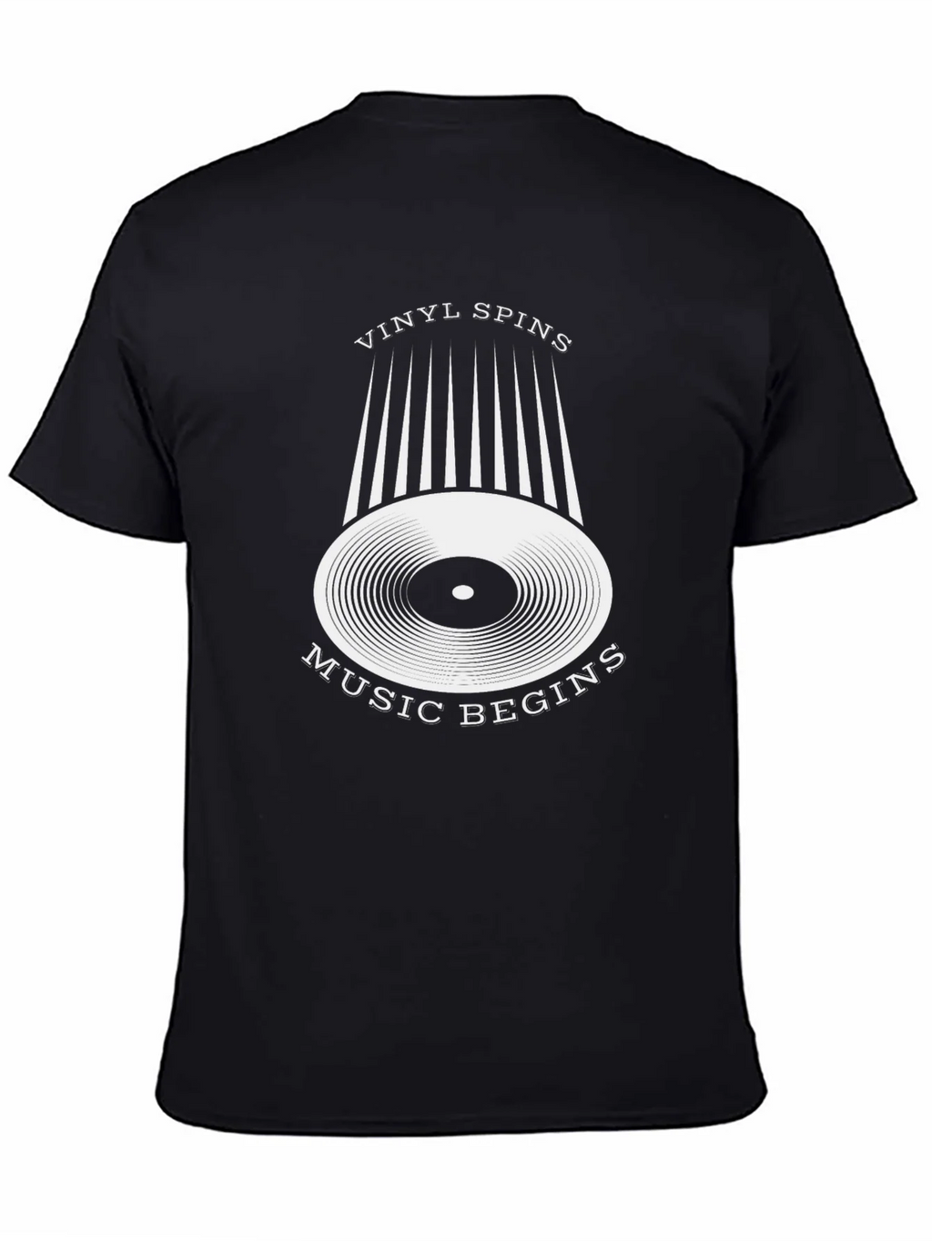 Vinyl Spins Music Begins Black Graphic Tee product image 4