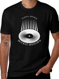 Vinyl Spins Music Begins Black Graphic Tee product image 1