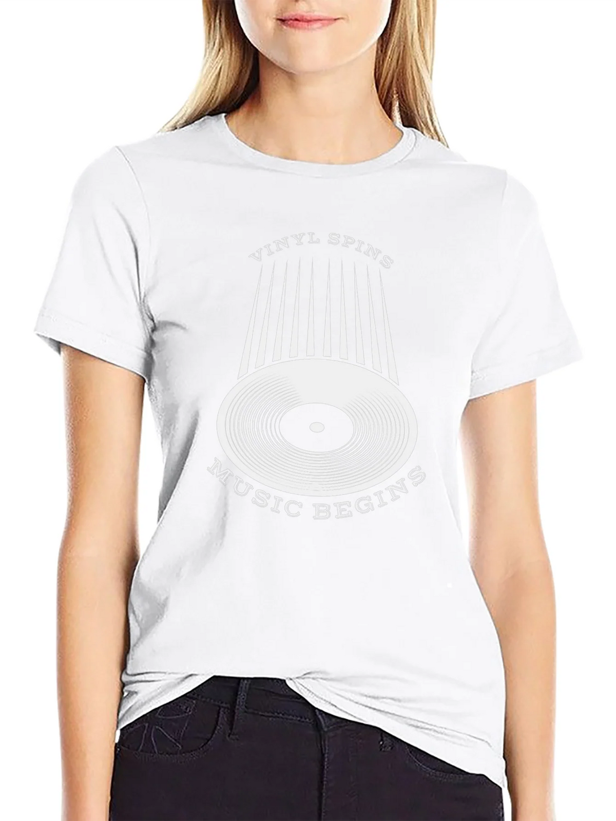 Vinyl Spins Music Begins Black Graphic Tee product image 8