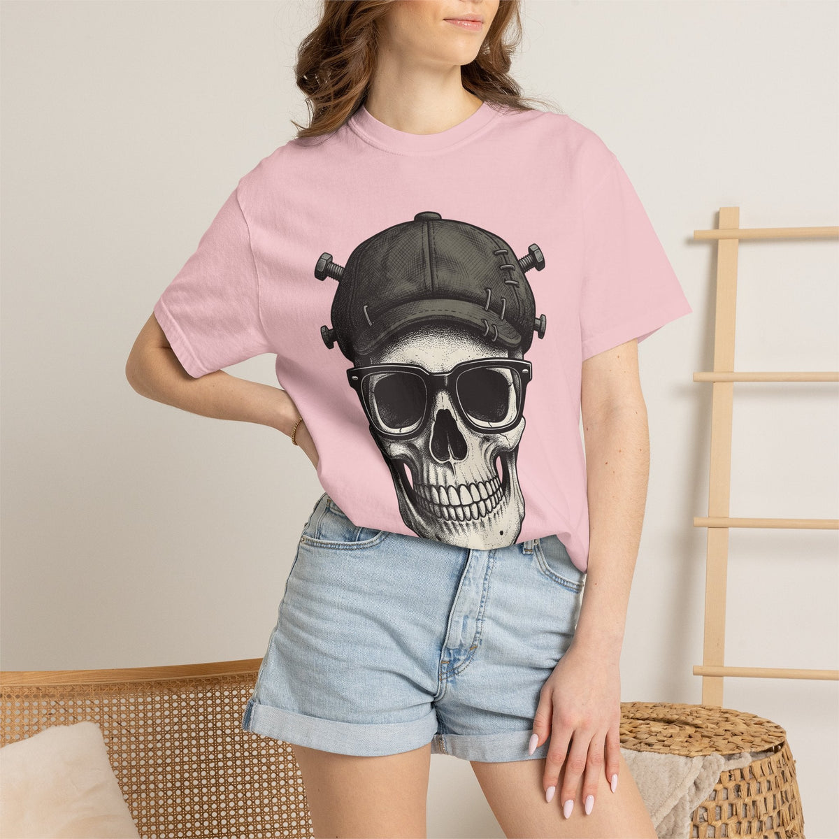 Skull Beanie Shirt Halloween Macabre Unisex Gift Skin Art product image 13