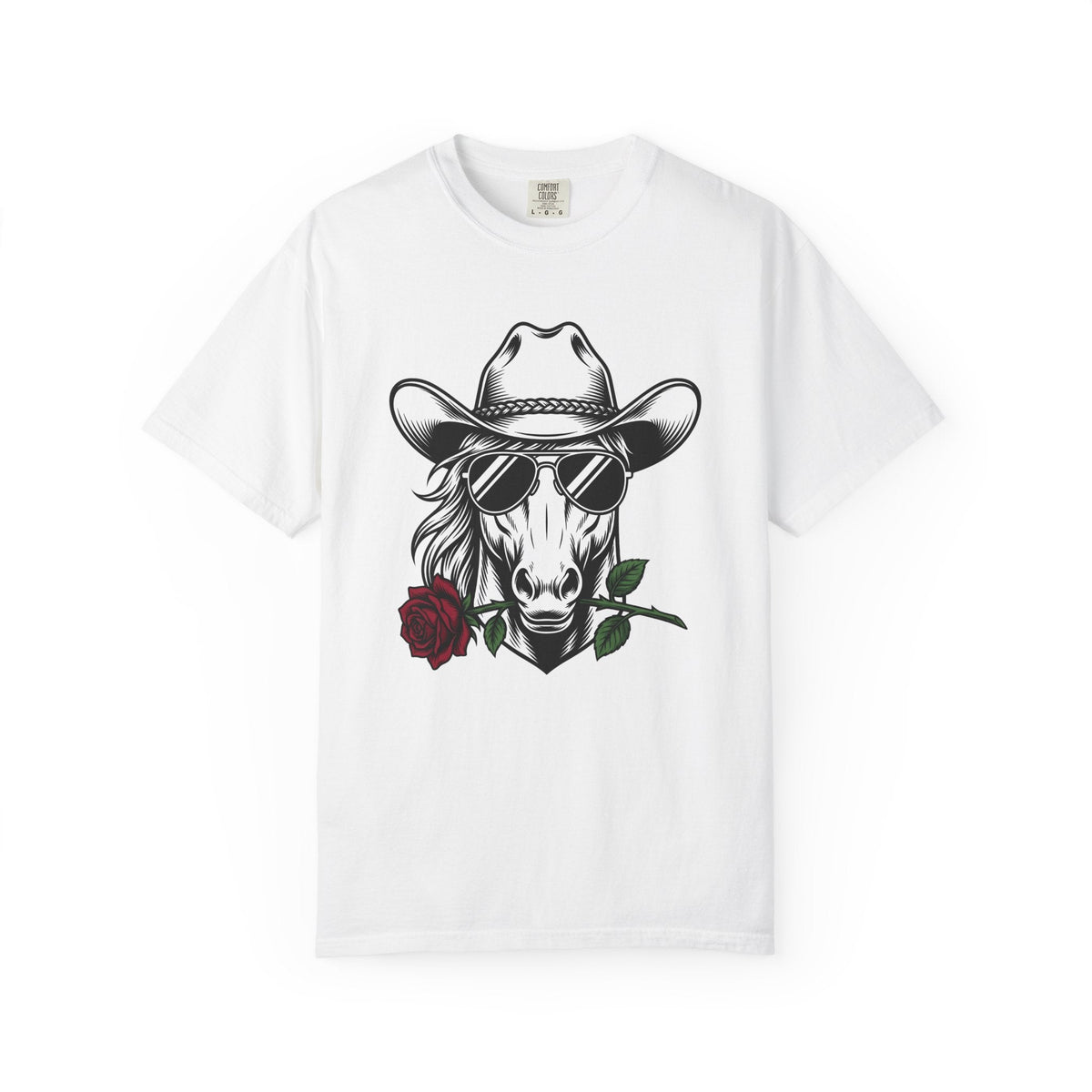 Horse Hat Cowboy Shirt Cowgirl Leather Gift for Women Line Art Tee Cowboy