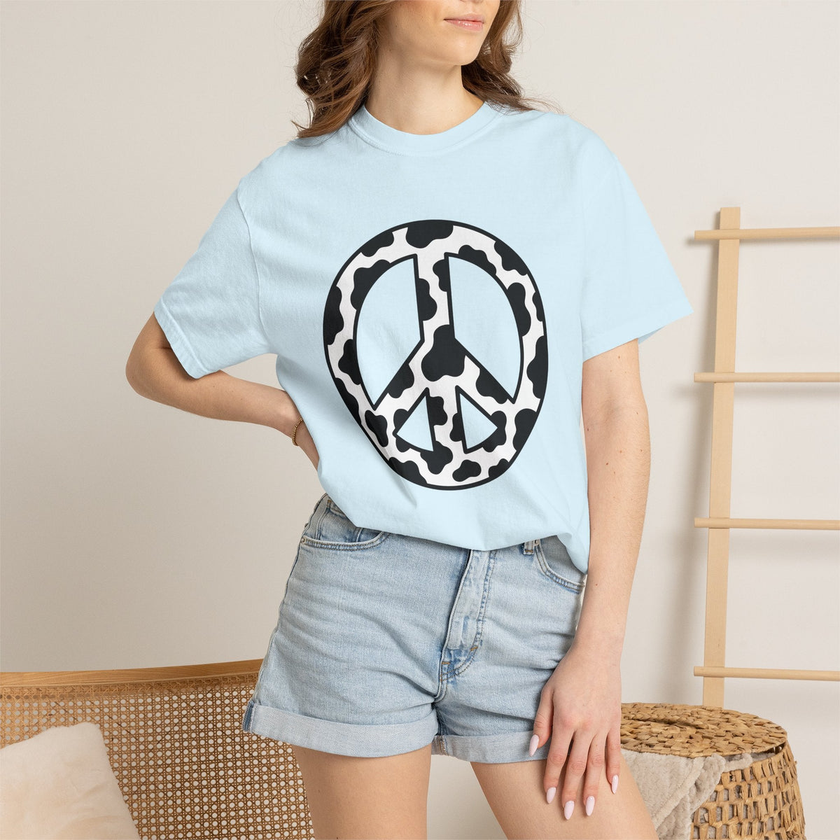 Cow Pattern Peace Symbol Shirt Cowgirl Boho Gift Women product image 9