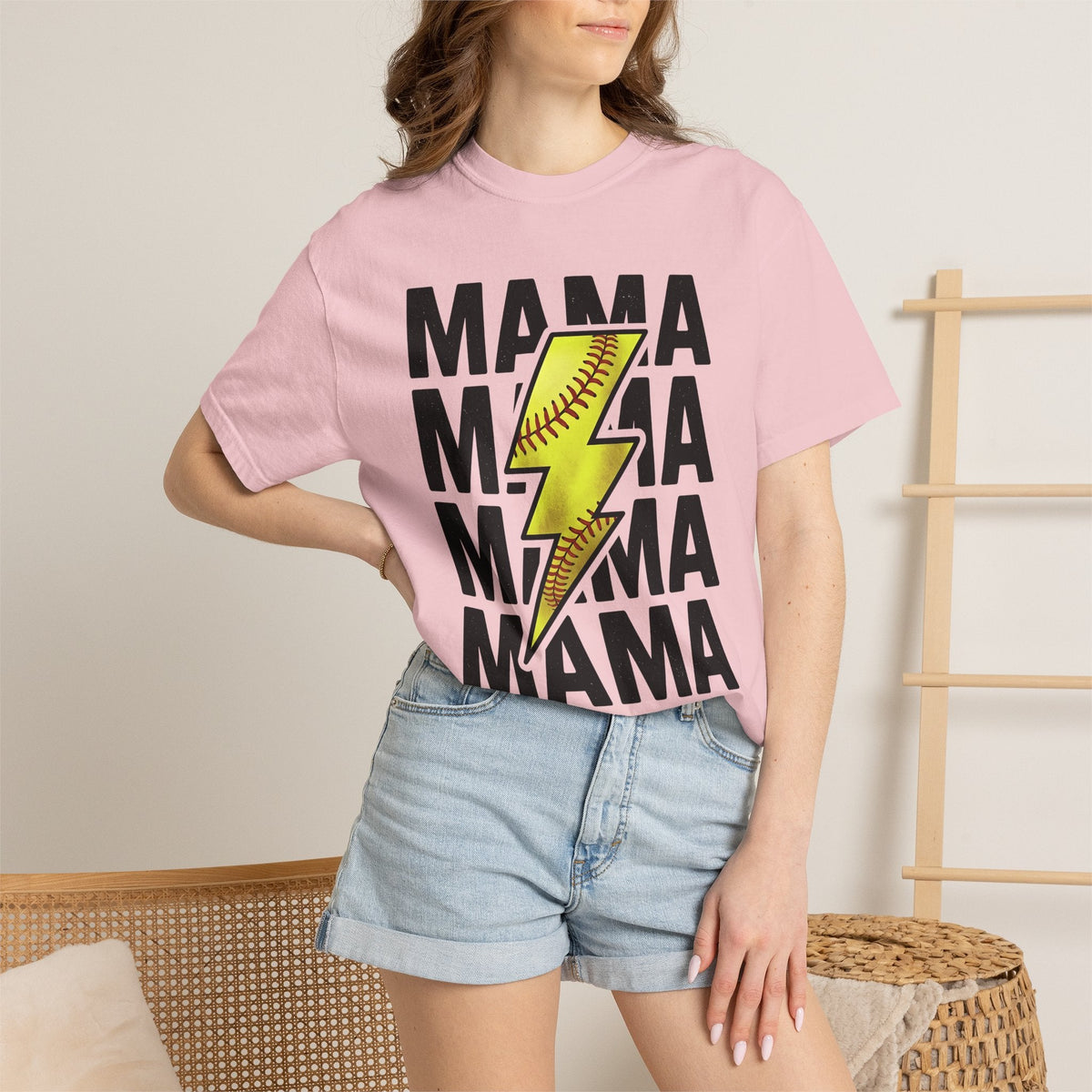 Softball Flash Bolt Shirt Moms Workout Gift for Women Heavy product image 12