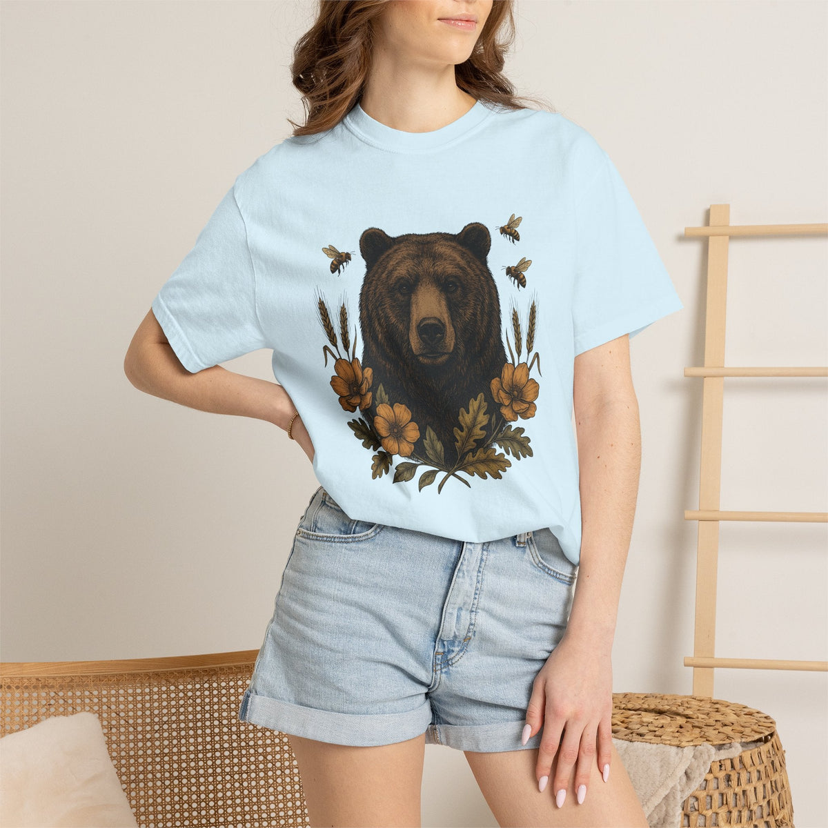 Bear Floral Shirt Animals Nature Unisex Gift Vintage Tee product image 9