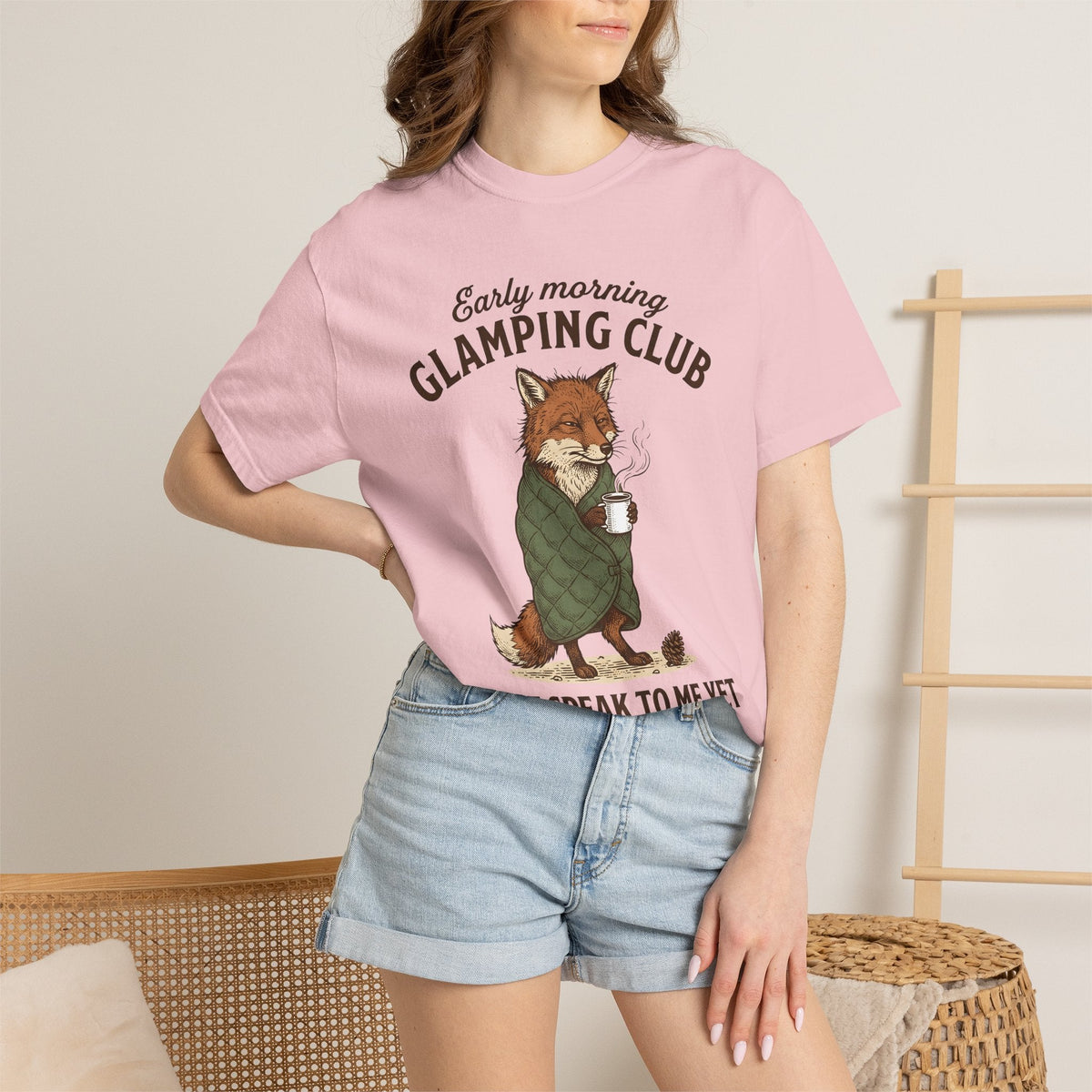 Fox Coffee Shirt Camping Animal Unisex Gift Hand Drawn Tee product image 12