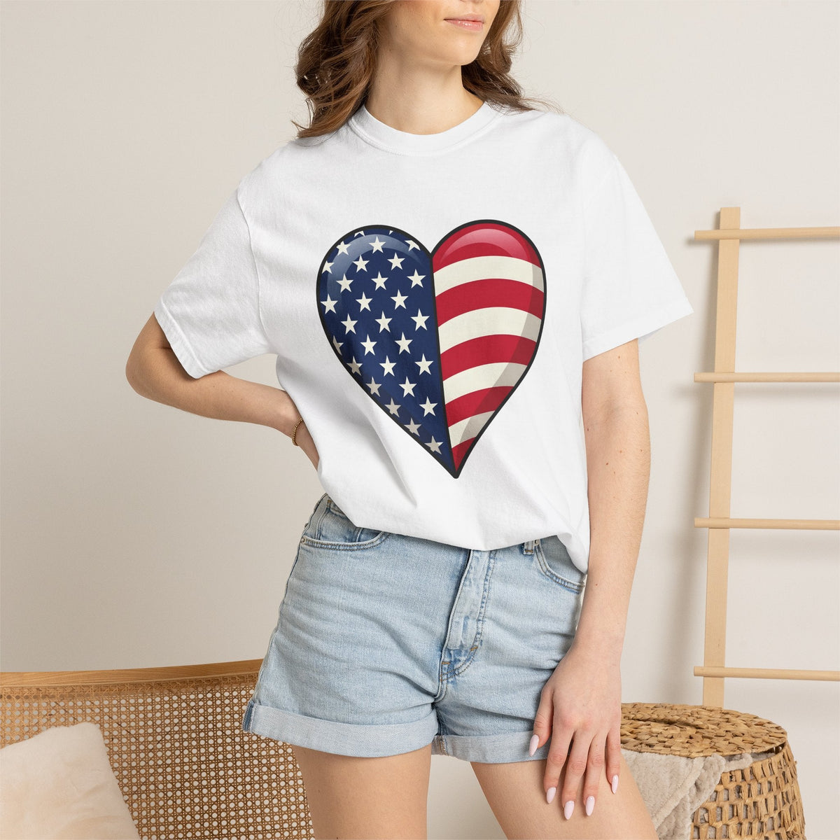 American Heart Shirt 4th Of July Usa Unisex Gift Graphic product image 6