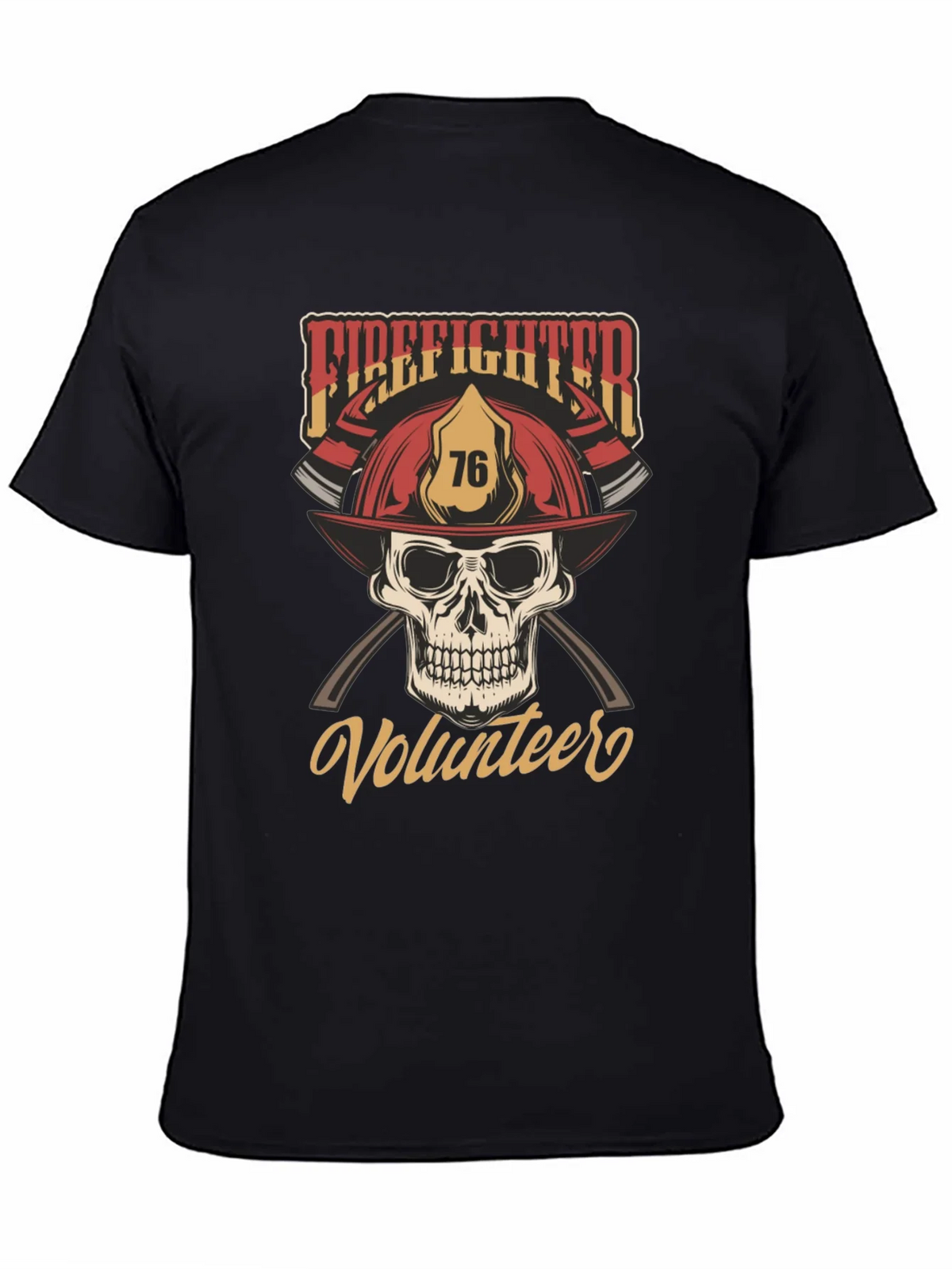 Firefighter Volunteer Skull T-Shirt product image 4