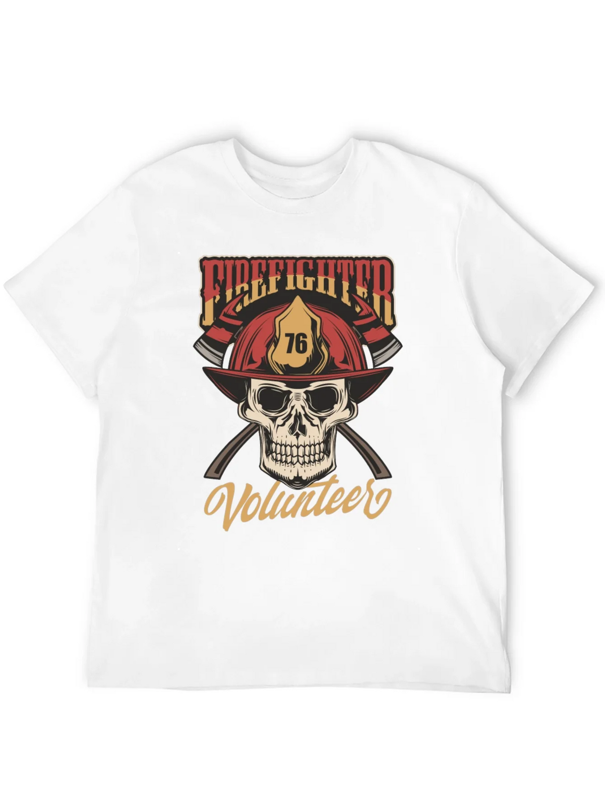 Firefighter Volunteer Skull T-Shirt product image 11