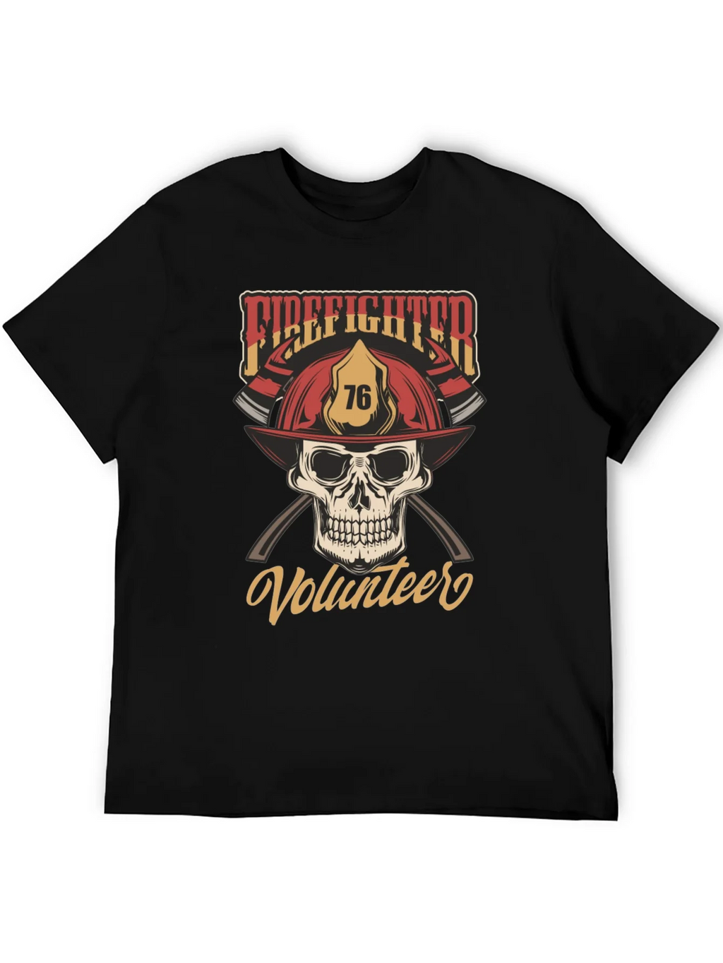Firefighter Volunteer Skull T-Shirt product image 5