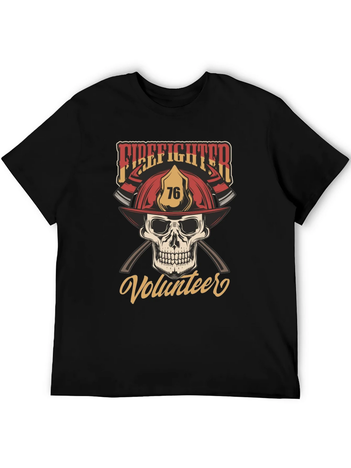 Firefighter Volunteer Skull T-Shirt product image 5