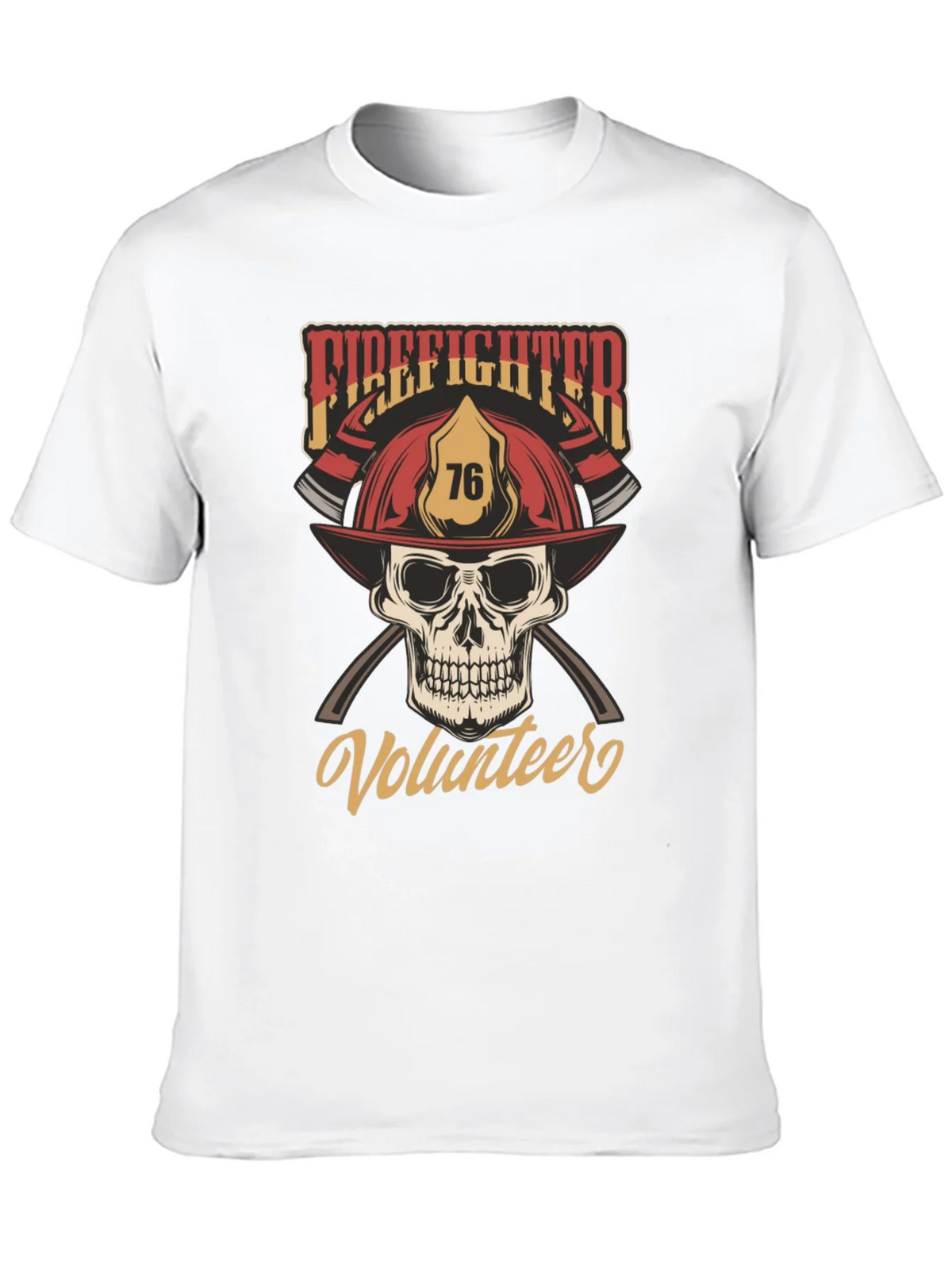 Firefighter Volunteer Skull T-Shirt product image 9