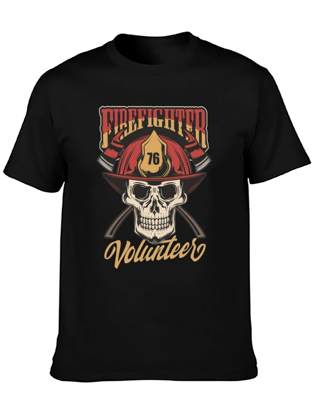 Firefighter Volunteer Skull T-Shirt product image 3