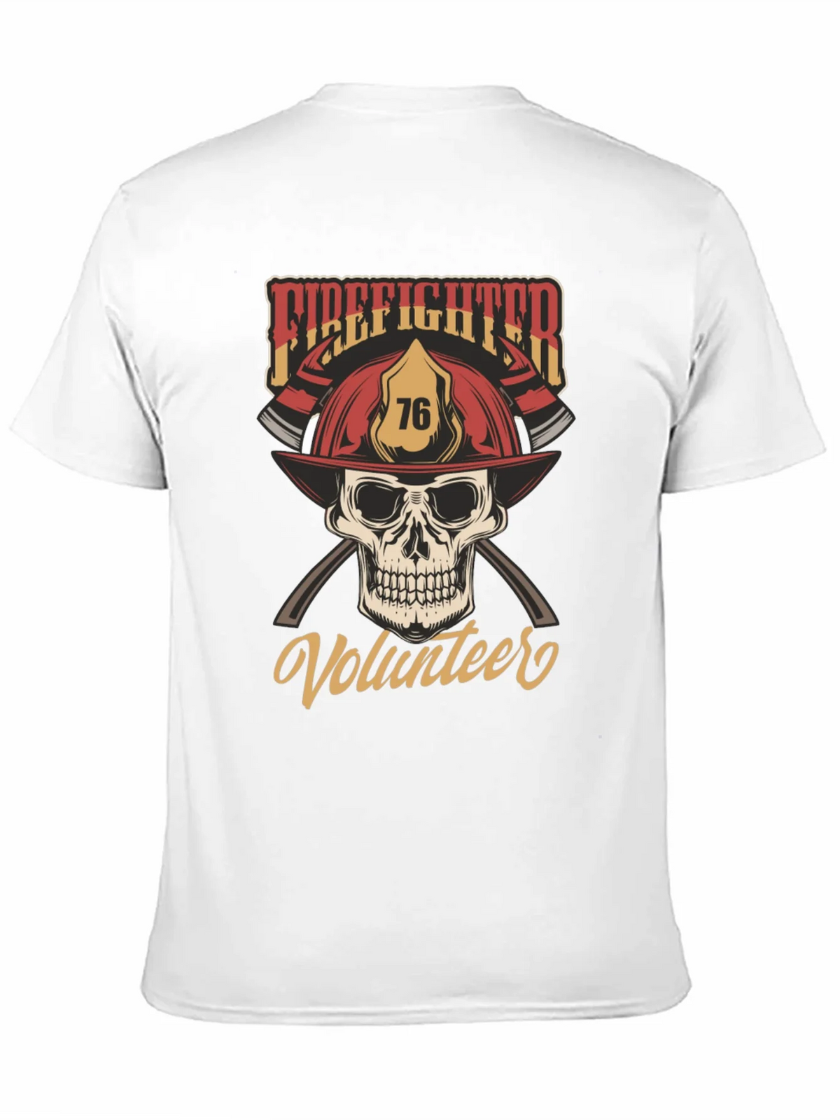 Firefighter Volunteer Skull T-Shirt product image 10