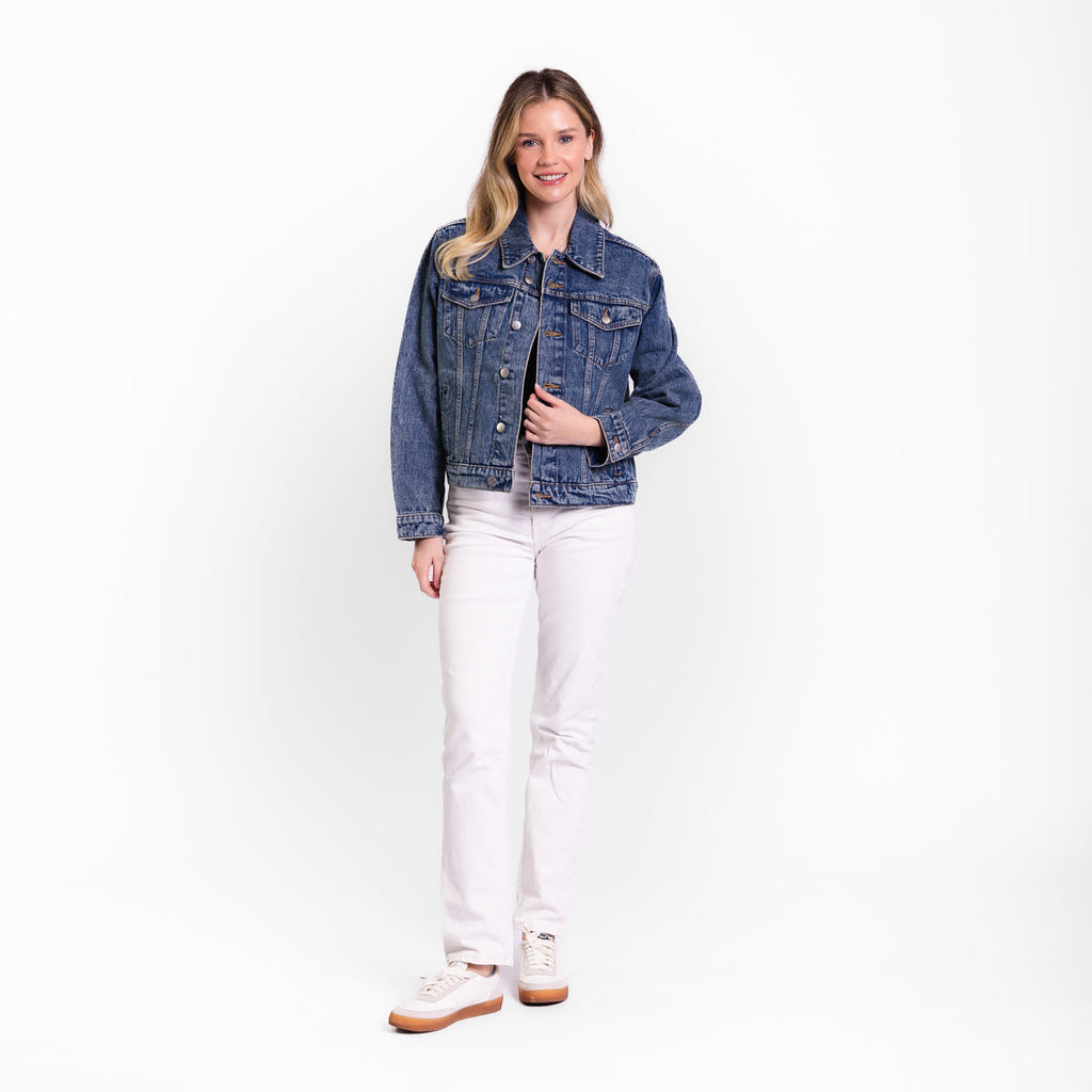 Vintage Washed Faith Over Fear Denim Jacket
