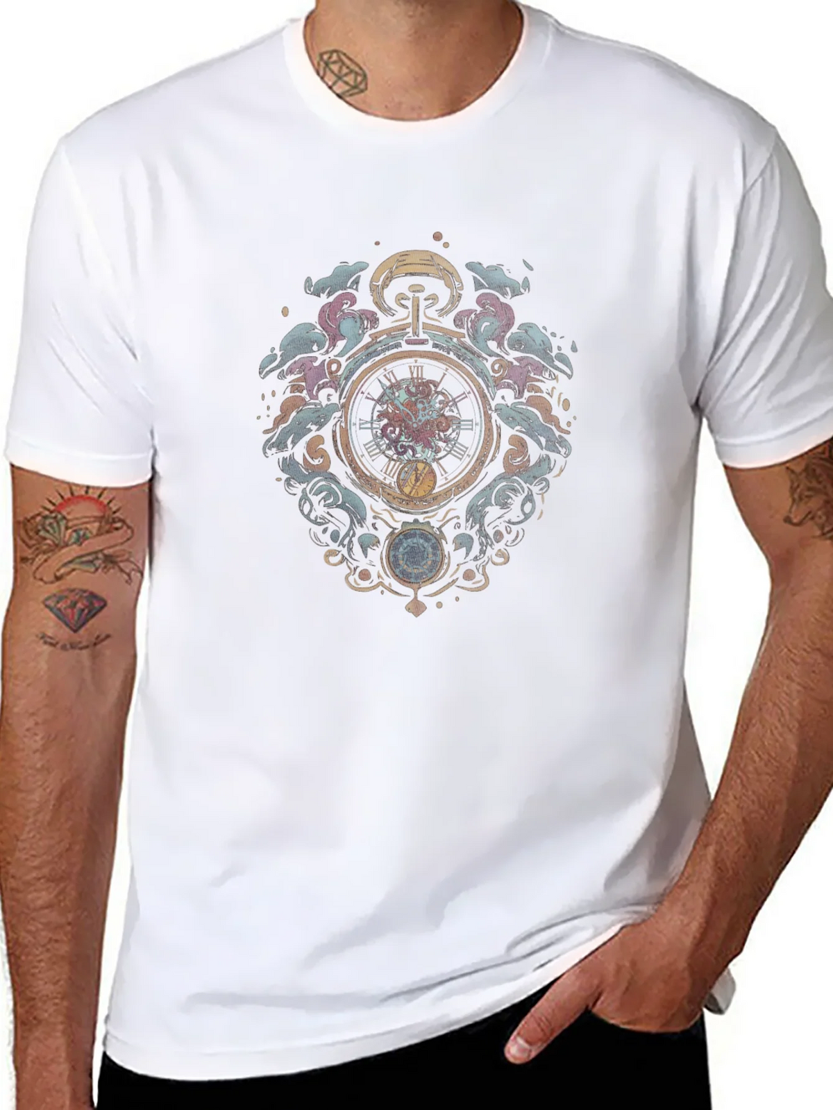 Time Travelers Pocket Watch Black T-Shirt product image 4