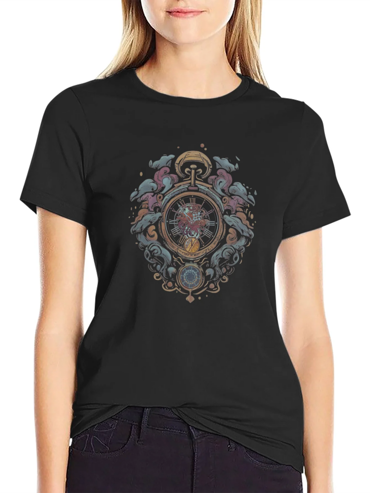 Time Travelers Pocket Watch Black T-Shirt product image 2