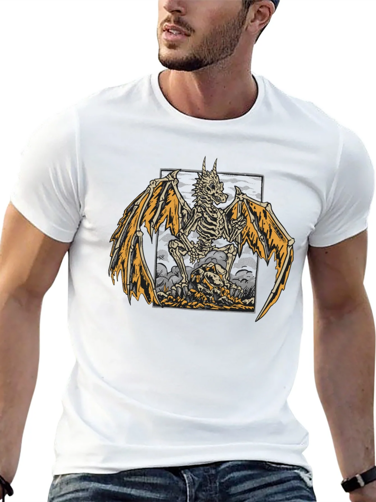 Skeleton Dragon Graphic Print T-Shirt product image 1