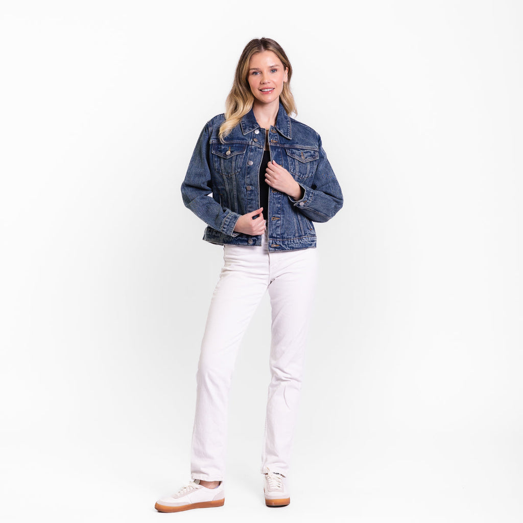 Vintage Washed Faith Cross Denim Jacket