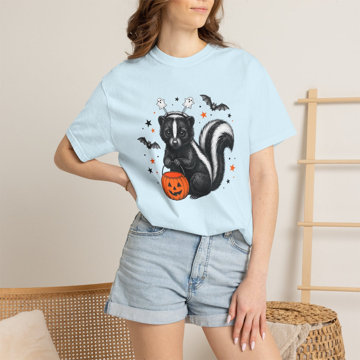 Skunk Spooky Shirt Halloween Animals Seasonal Gift Women product image 10