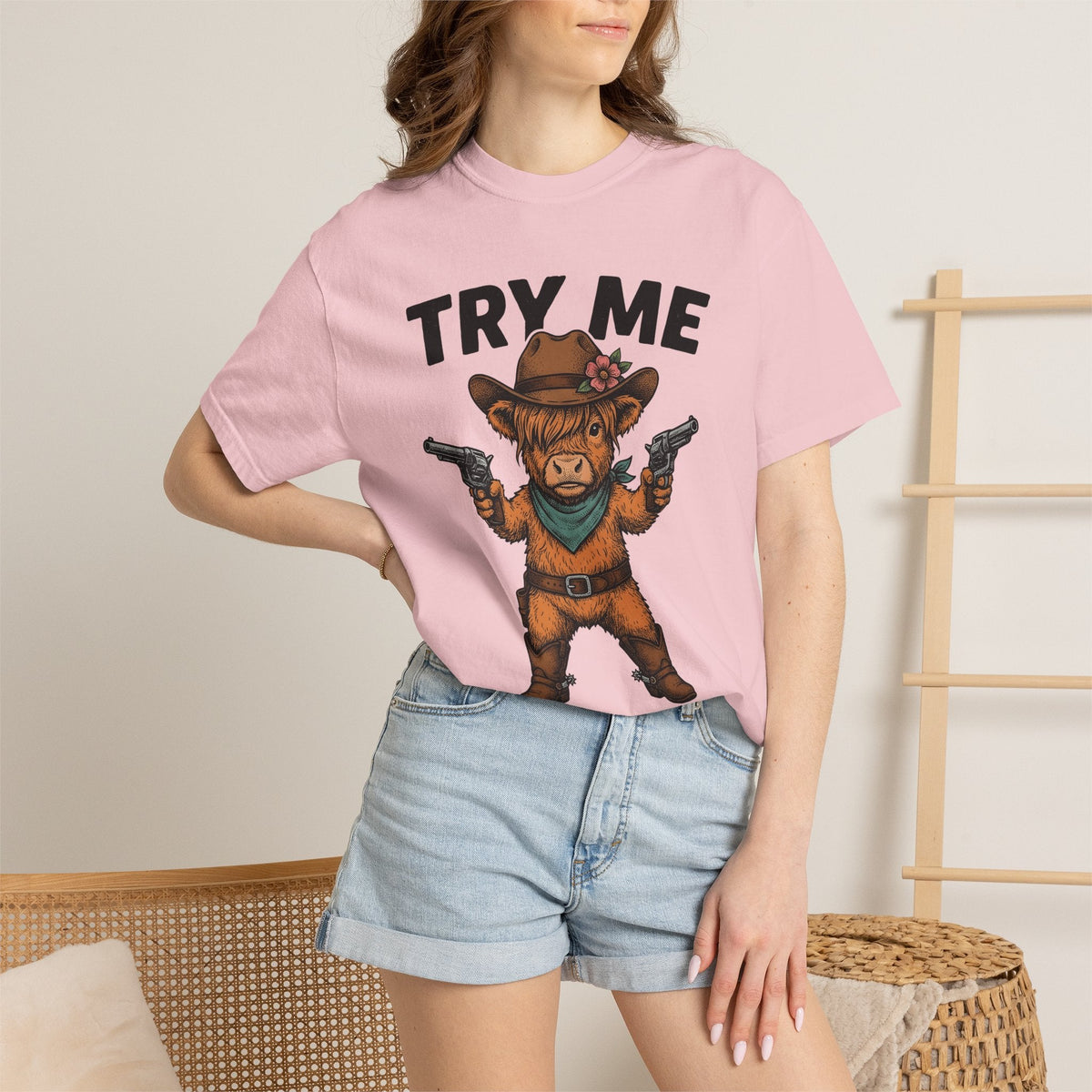 Highland Cow Shirt Cowgirl Western Gift Women Cartoon Tee Heifer T-Shirt Rodeo Fan Country Tshirt Cowboy Graphic Vintage Cowboy Hat Tshirt