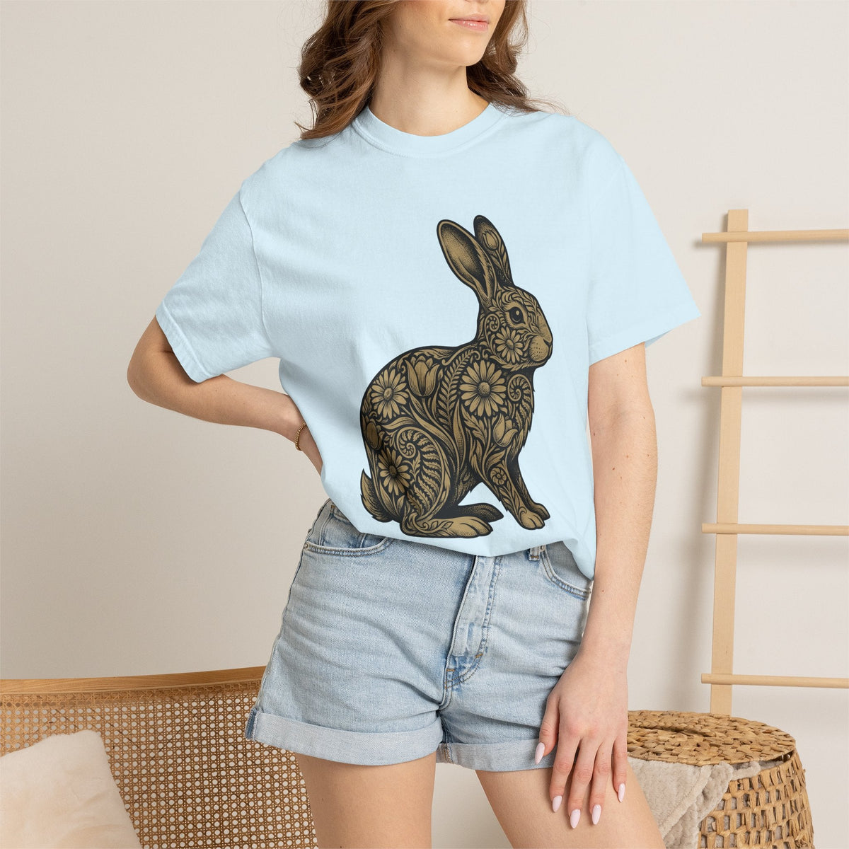 Floral Rabbit Shirt Easter Animal Unisex Gift Boho Tee product image 9