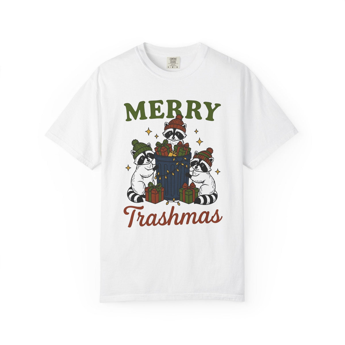 Raccoon Christmas Cartoon T-Shirt – Funny Holiday Trash product image 1