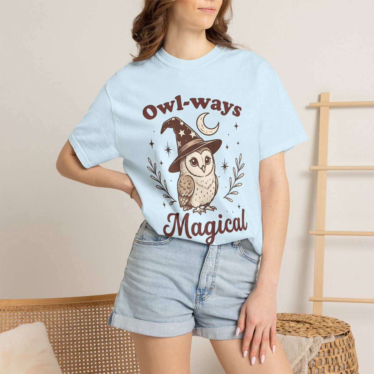 Owl Warlock Hat Shirt Halloween Mystic Unisex Gift Old School Tee Wizard Hat