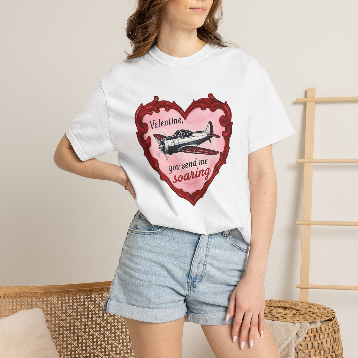 Airplane Love Shirt St Valentines Day Unisex Gift Retro Tee product image 6