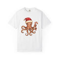 Octopus Christmas Hat Shirt Animals Holiday Unisex Gift Paint Tee Cephalopod