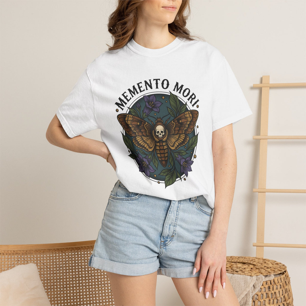 Death Moth Shirt Gothic Floral Gift Women Tattoo Tee product image 6