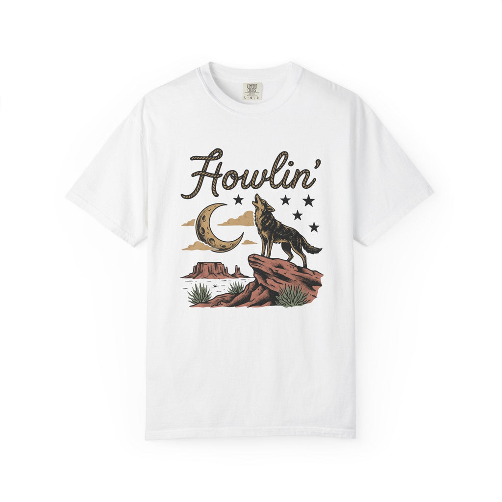 Wolf Howling Shirt Cowgirl Cowboy Gift for Women Retro Tee product image 1