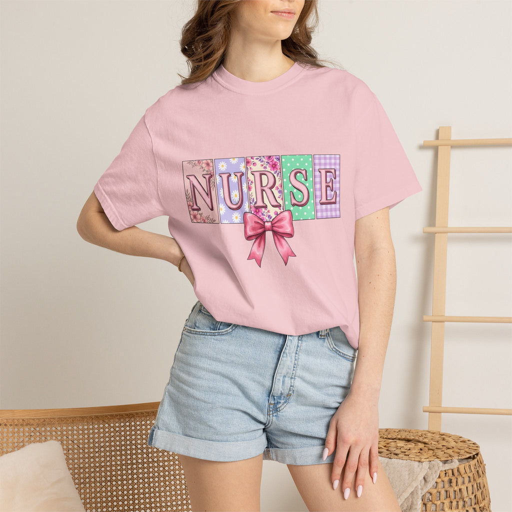 Floral Nurse Pastel Bow T-Shirt – Nursing Pride Flower product image 12