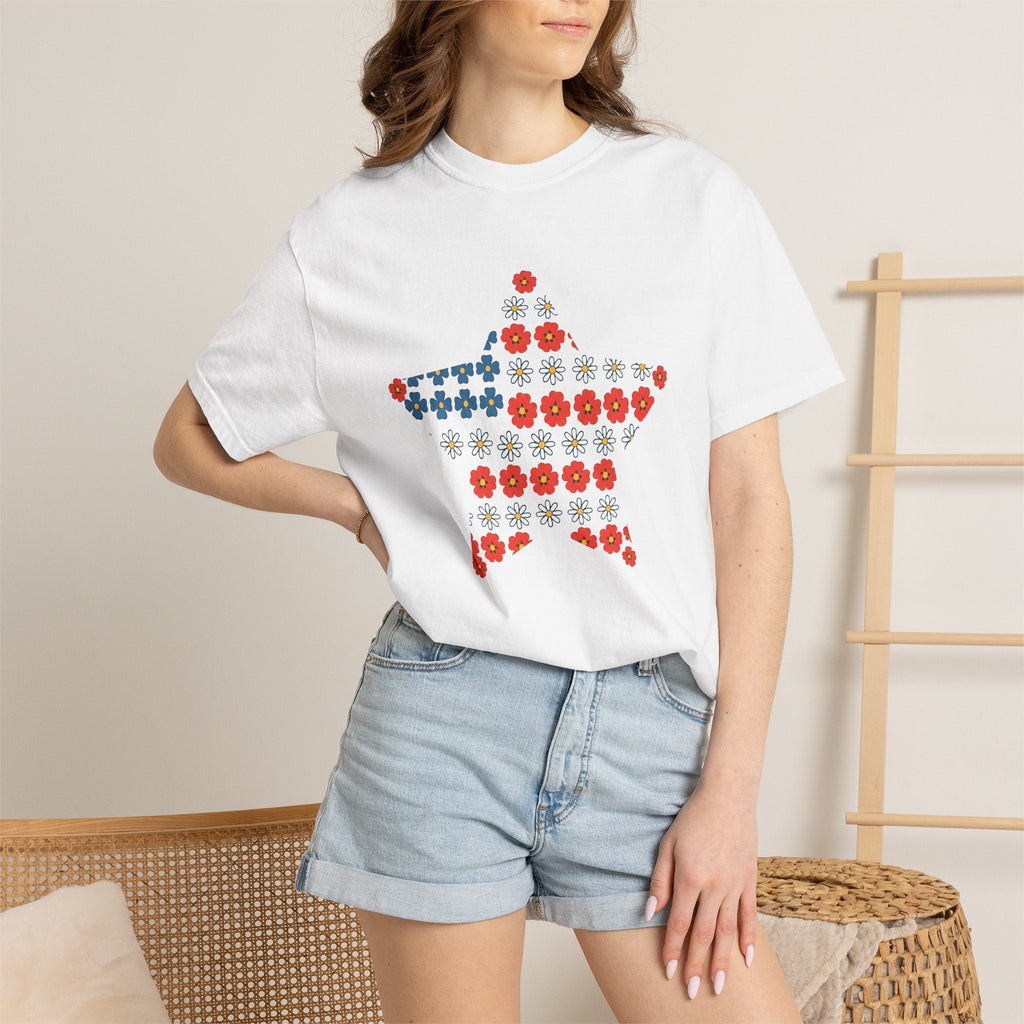 Floral Star Shirt 4th Of July Patriotic Unisex Gift Boho product image 6
