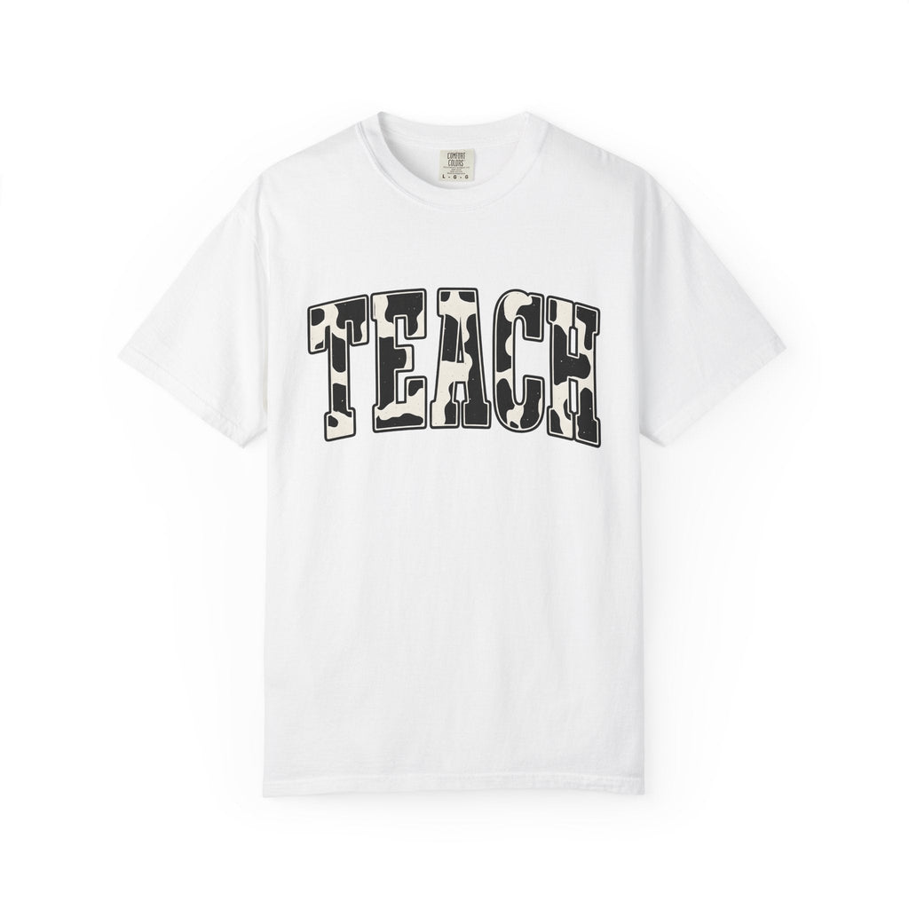 Cow Print Text Shirt Teacher Animal Unisex Gift Bold Tee product image 1