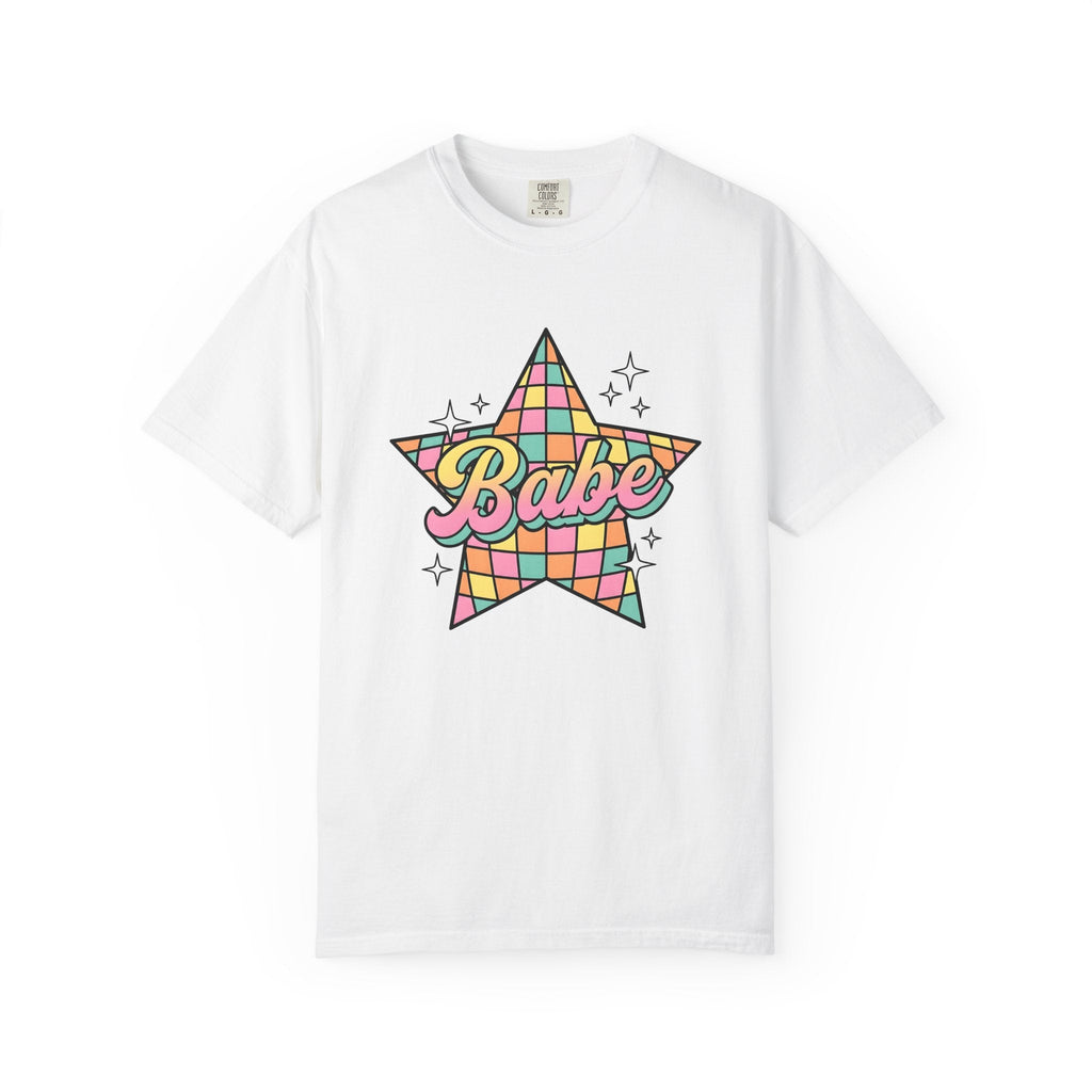 Pastel Gingham Star Retro T-Shirt – Cute Celestial product image 1