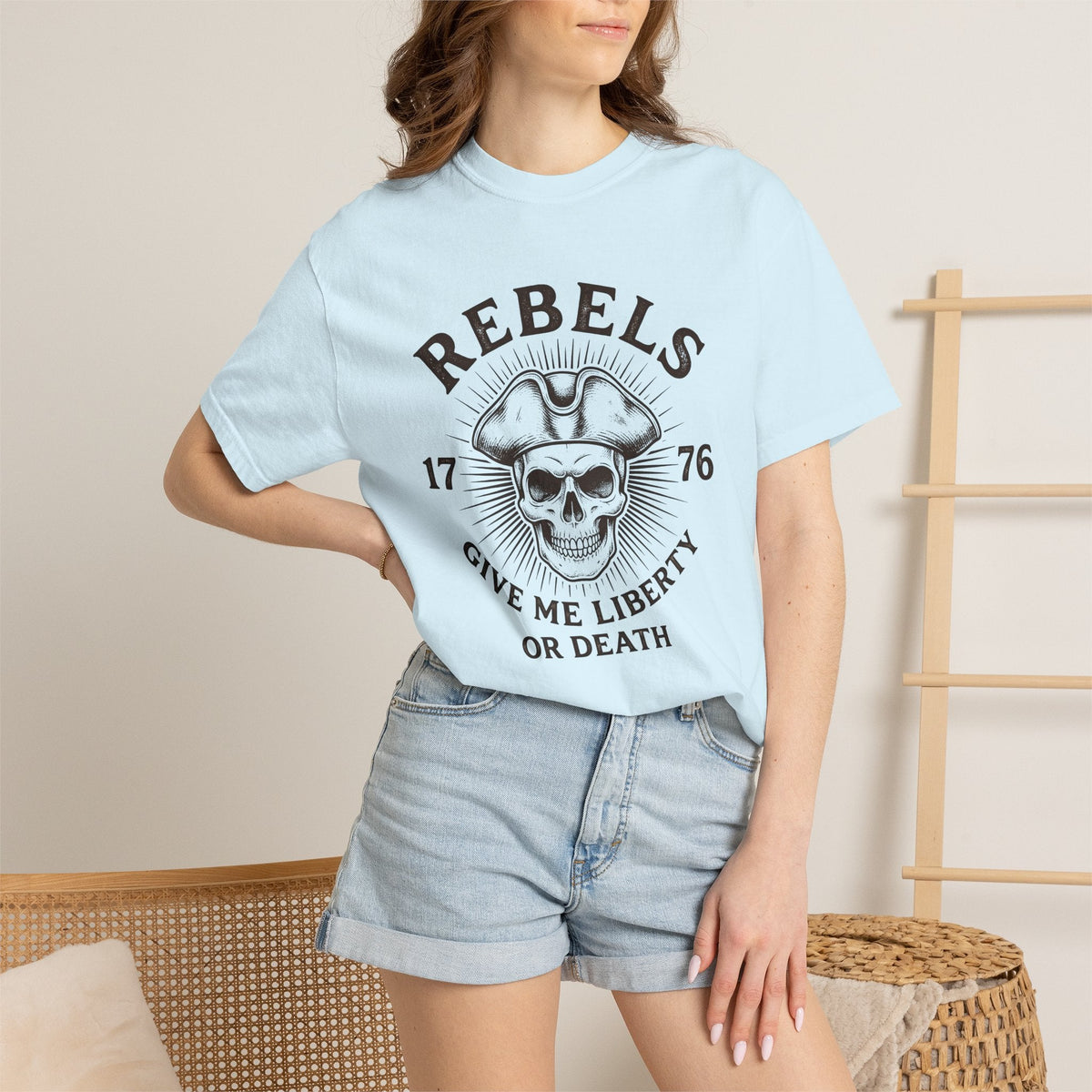 Skull Colonial Hat Shirt America Freedom Unisex Gift Hand Drawn Tee Skull Hat