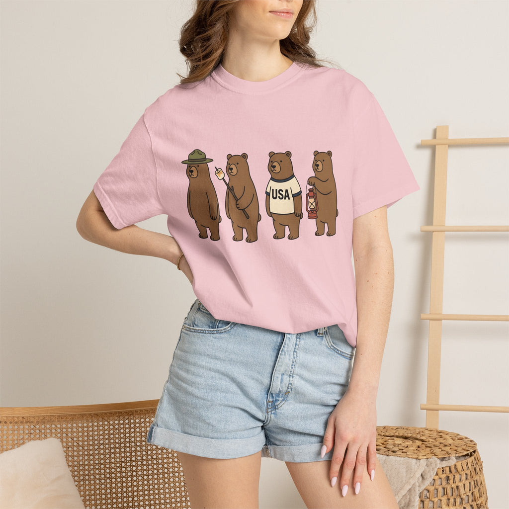Camping Bears Shirt America Unisex Gift Cartoon Tee Bear product image 12