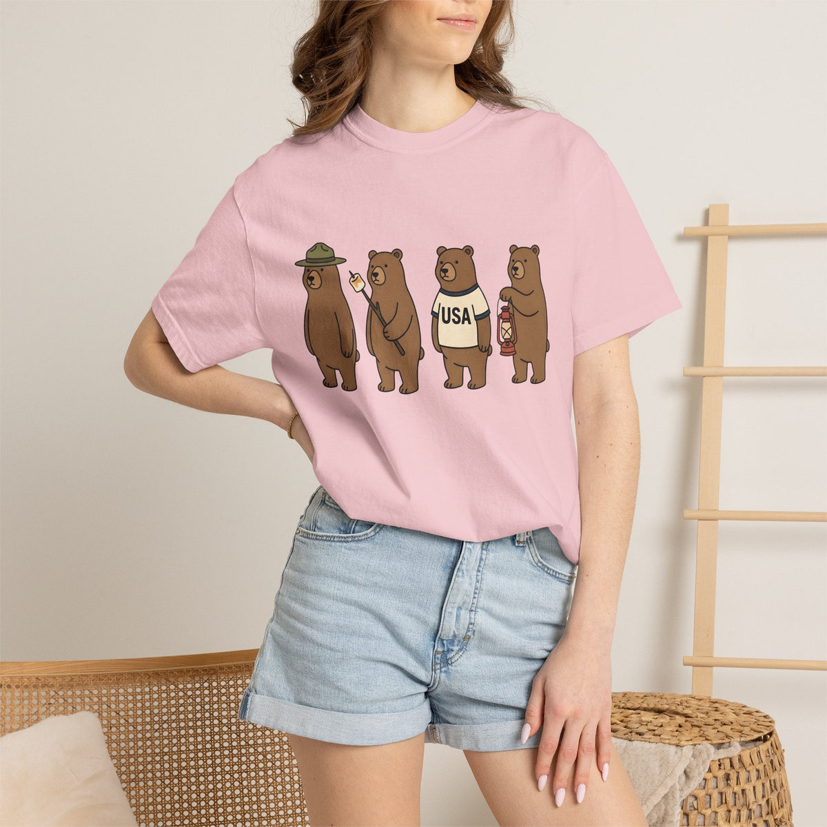 Camping Bears Shirt America Unisex Gift Cartoon Tee Bear product image 12