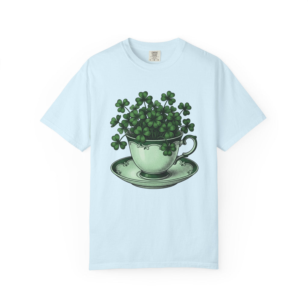 Clover Tea Cup Shirt St Patrick's Day Flower Unisex Gift Retro Tee Teacup