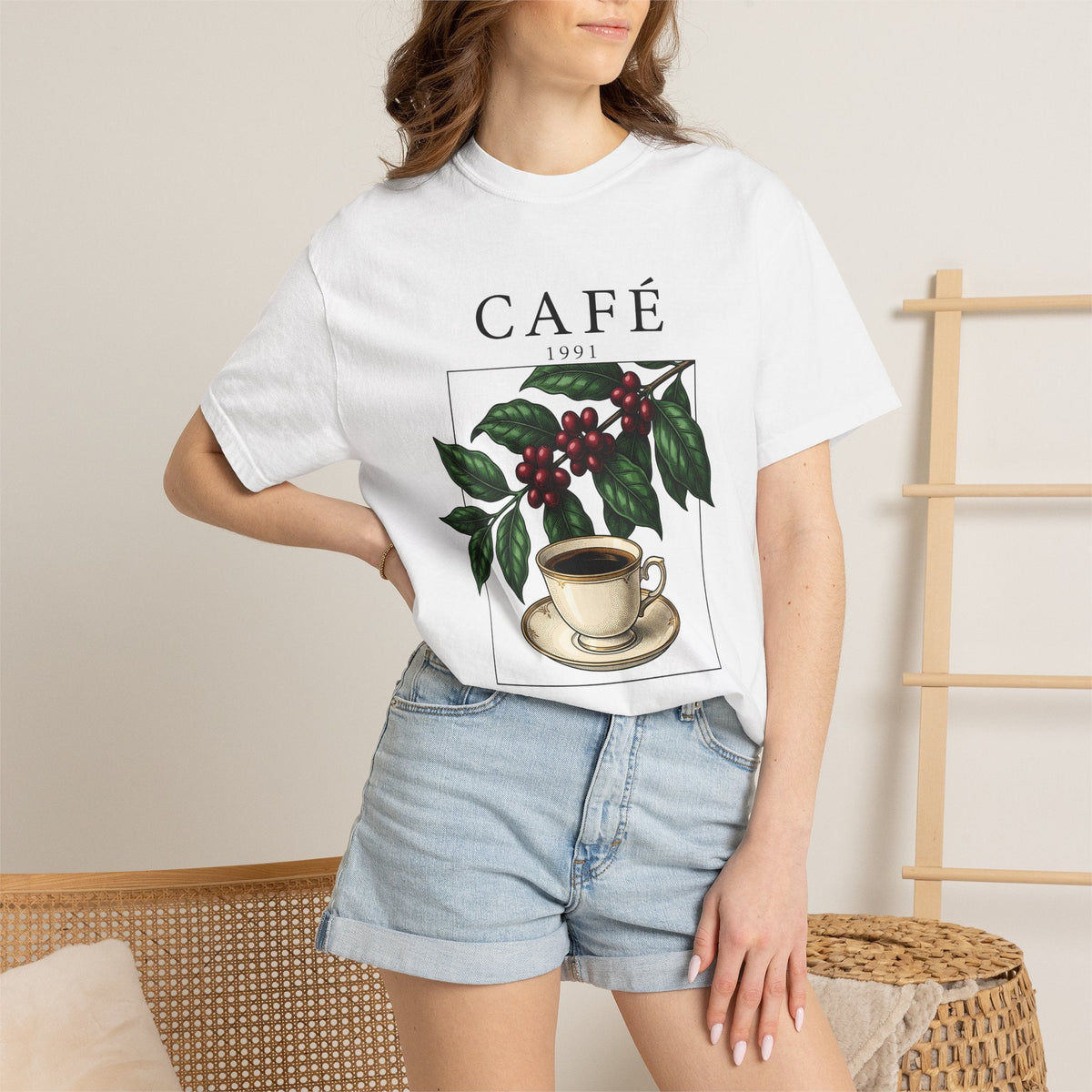 Espresso Cup Shirt Coffee Floral Unisex Gift Nostalgic Tee Coffee Mug T-Shirt