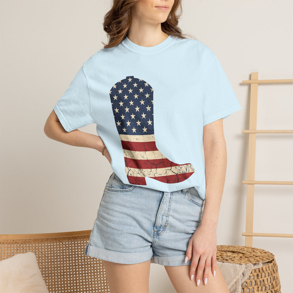 Leather Boot Shirt America Frontier Unisex Gift Faded Tee product image 9