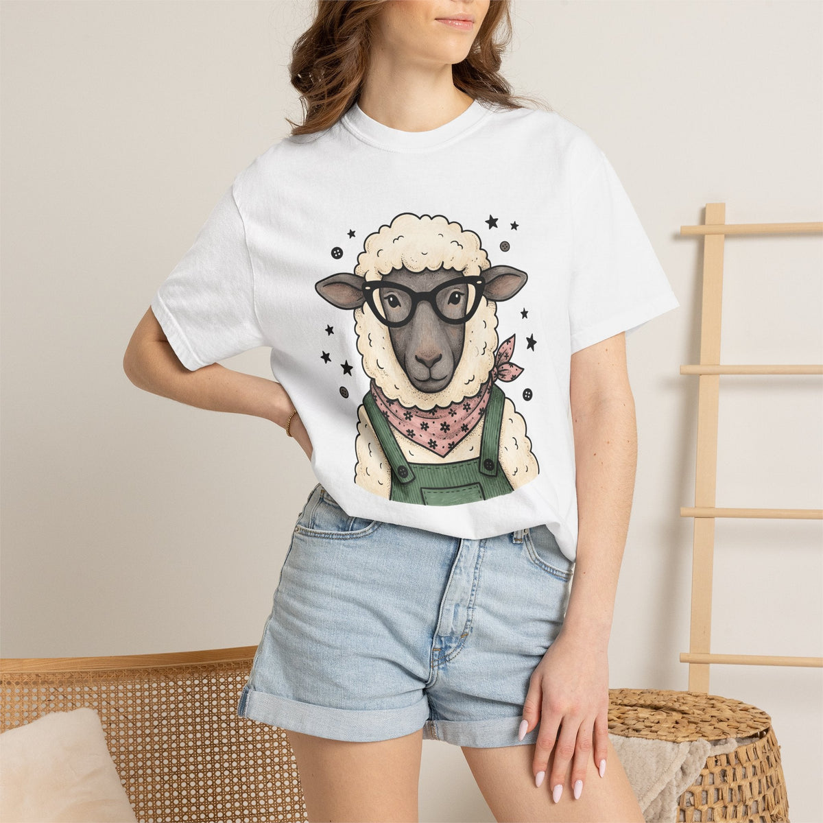 Sheep Glasses Line Art T-Shirt – Funny Minimalist Animal product image 6