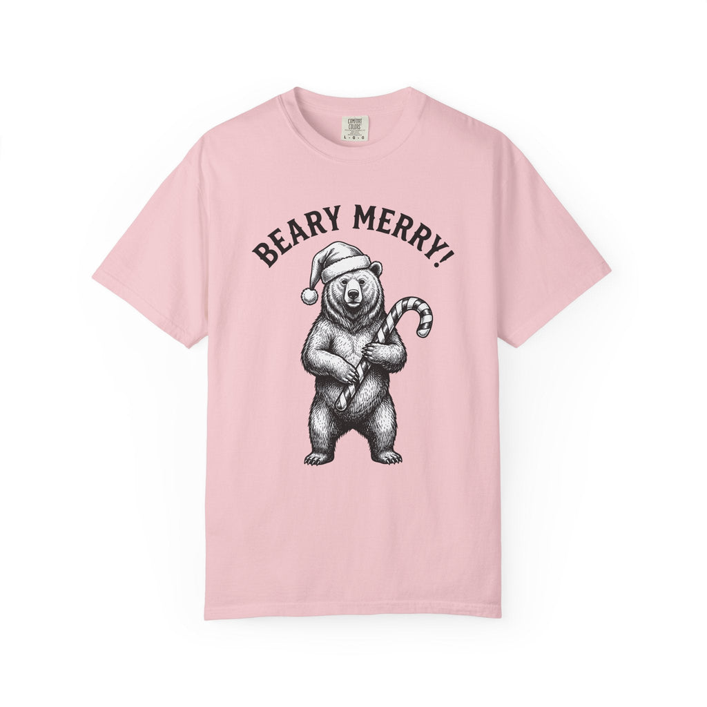 Bear Santa Hat Shirt Christmas Animal Unisex Gift Hand Drawn Tee Teddy T-Shirt