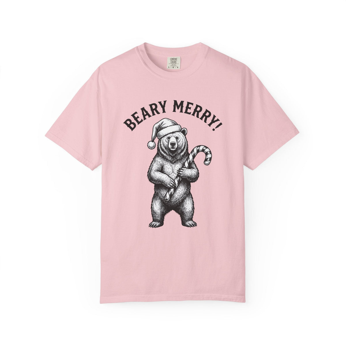 Bear Santa Hat Shirt Christmas Animal Unisex Gift Hand Drawn Tee Teddy T-Shirt