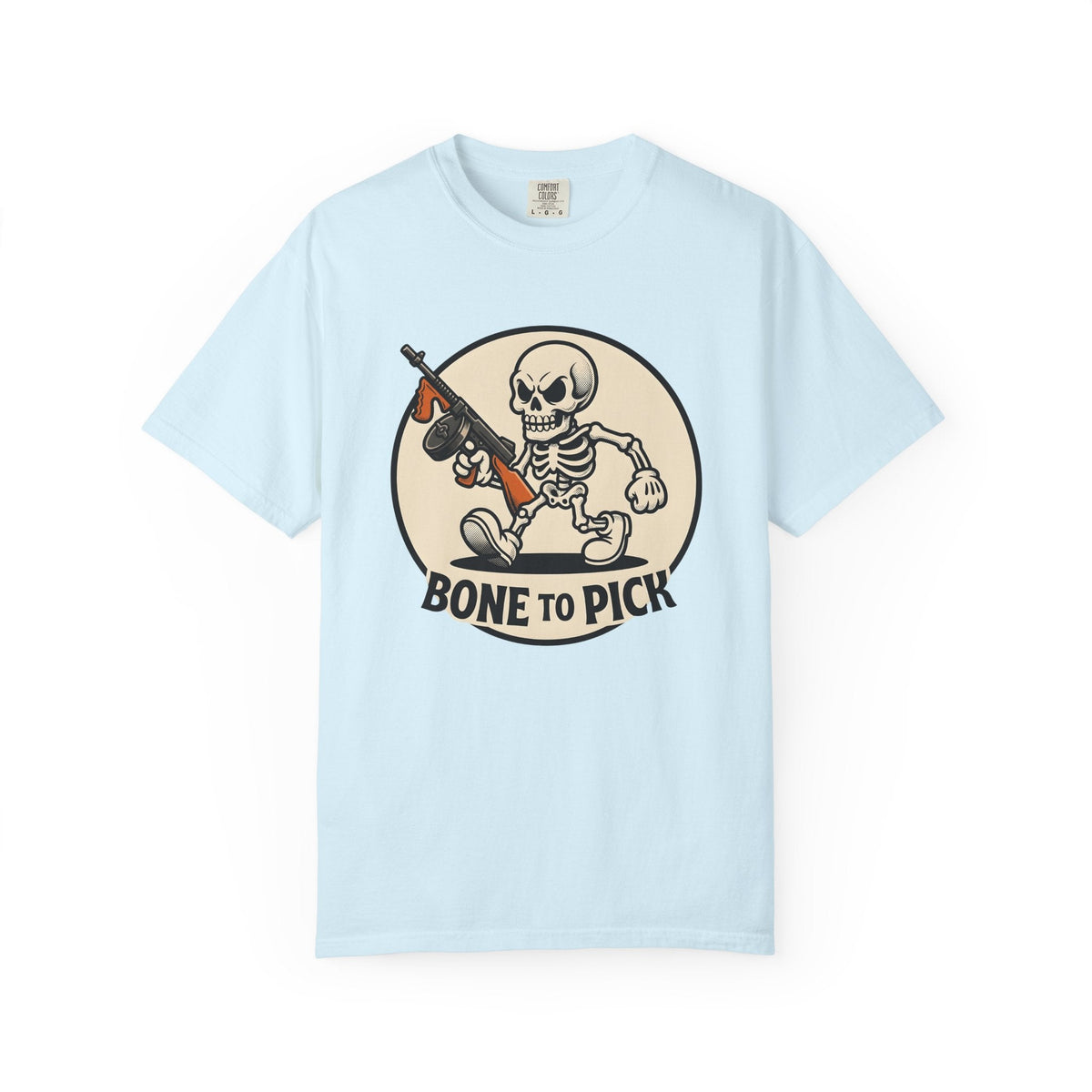 Skull Mobster Comic T-Shirt – Halloween Gangster Bones product image 2